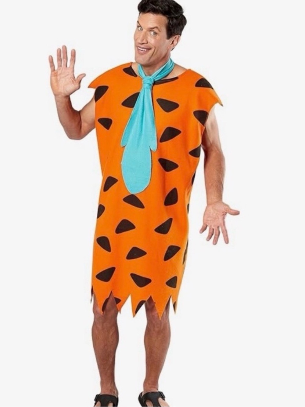 Fred Flintstone Adult Costume OS Tunic Tie and Blow up Club
